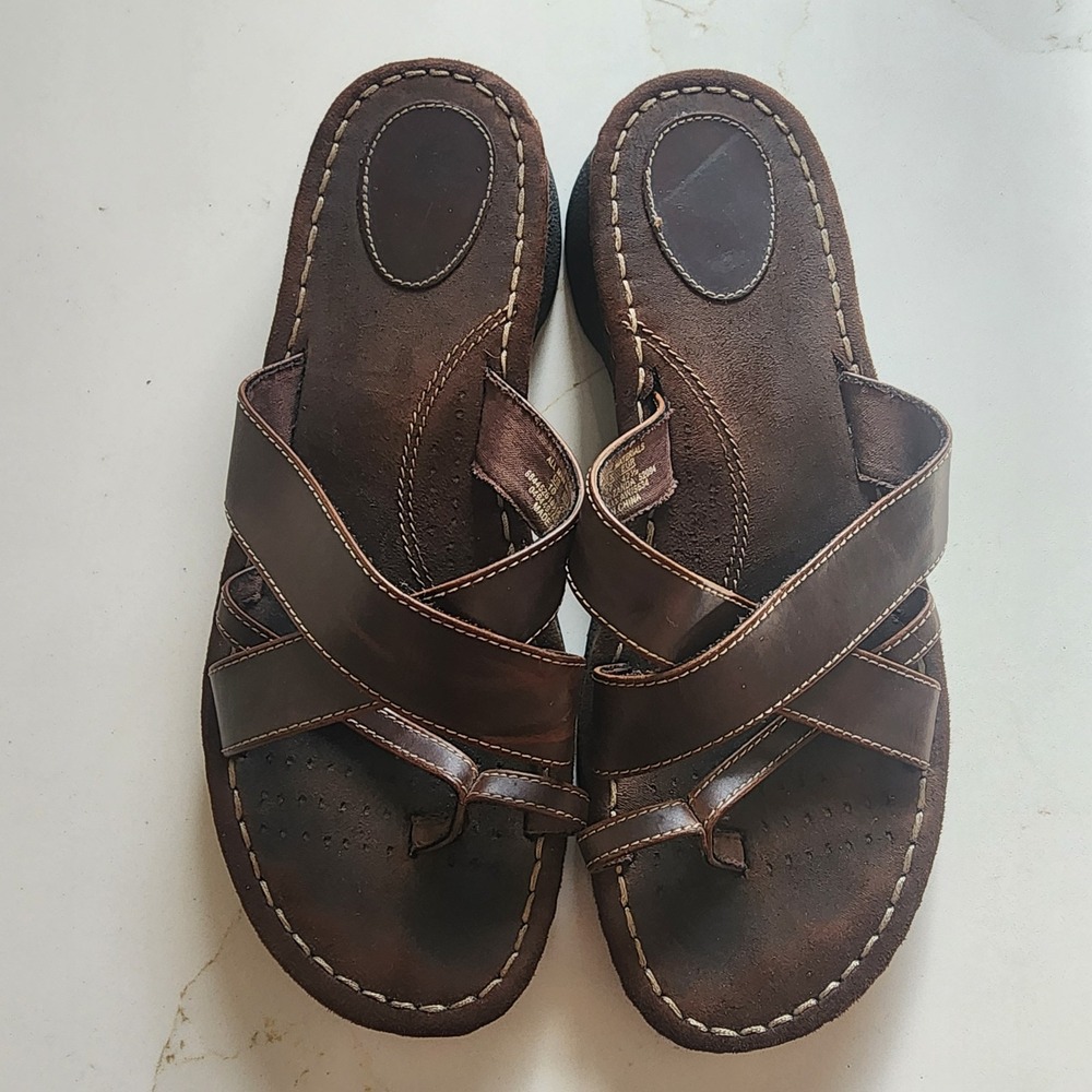 Y2K Route 66 Brown Leather Sandals Size 10 Granola